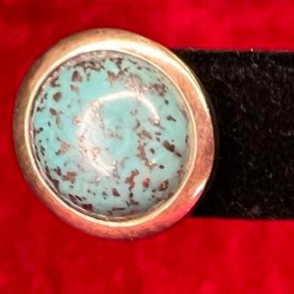 Signed Whitney Kelly Sterling Silver and Turquoise Button Earrings - Picture 4 of 5